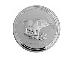 Lunar I Silbermünze Australien Schwein 5 Unzen 2007 Perth Mint