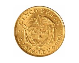 Kolumbien 5 Pesos Goldmünze 1924