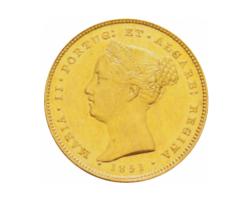 Portugal 5000 Reis Goldmünze Maria II 1851