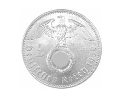 Hindenburg mit Kreuz 2 Reichsmark Silbermünze