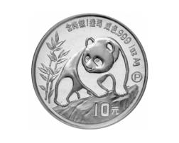 China Panda 1 Unze 1990 PP Silberpanda 10 Yuan