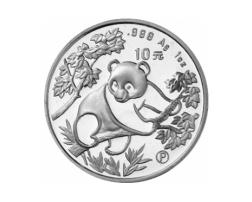 China Panda 1 Unze 1992 PP Silberpanda 10 Yuan