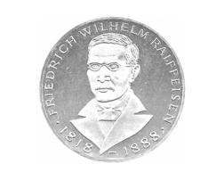 5 DM Silber Gedenkmünze Wilhelm Raiffeisen 1968