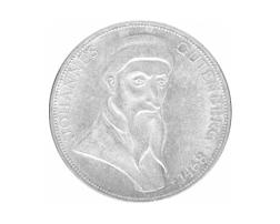 5 DM Silber Gedenkmünze Johannes Gutenberg 1968