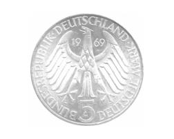 5 DM Silber Gedenkmünze Theodor Fontane 1969