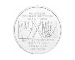 10 DM Silber Gedenkmünze Conrad Röntgen 1995
