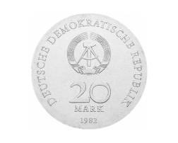 DDR 1982 20 Mark Silber Gedenkmünze Clara Zetkin