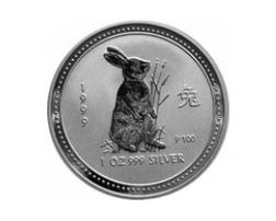 Lunar I Silbermünze Australien Hase 1 Unzen 1999 Perth Mint
