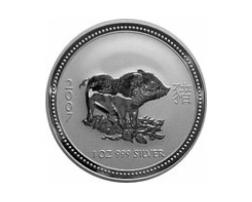 Lunar I Silbermünze Australien Schwein 1 Unzen 2007 Perth Mint