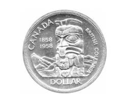 Canada Silber Gedenkmünze 1 Dollar Totem Pfahl 1958