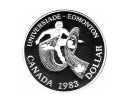 Canada Silber Gedenkmünze 1 Dollar  Universiade Spiele Edminton 1983