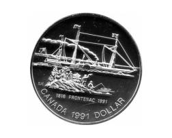Canada Silber Gedenkmünze 1 Dollar Schiff Frontenac 1991
