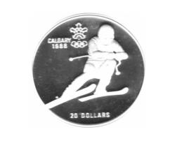 Canada Silber Calgary 1988 20 Dollar Downhill Skiing PP