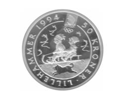Norwegen 50 Kronen Silber Lillehammer 1994