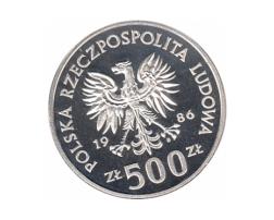 Polen 500 Zlotych Silber 1986 XXIII Mistrzostwa Swiata w Pilce Noznej