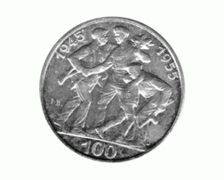 100 Korun, Tschechoslowakei, 1955, 10 Jahre Befreiung