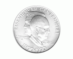 1 Dollar USA, Silbermünze 1990, Geburtstag Dwight D. Eisenhower