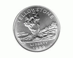 1 Dollar USA, Silbermünze 1999, Yellowstone National-Park