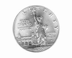 1 Dollar USA, Silbermünze 1986, Ellis Island