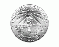 1 Dollar USA, Silbermünze 1986, Ellis Island