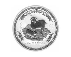 Lunar I Silbermünze Australien Ziege 2 Unzen 2003 Perth Mint