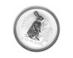 Lunar I Silbermünze Australien Hase 2 Unzen 1999 Perth Mint