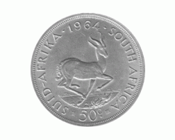 Südafrika 50 Cent Jan van Riebeeck Springbock 1964