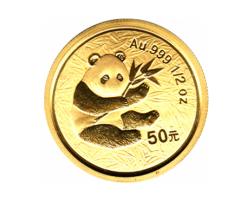 China Panda 1/2 Unze 2000 Goldpanda 50 Yuan
