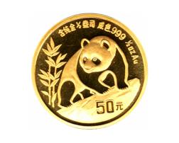 China Panda 1/2 Unze 1990 Goldpanda 50 Yuan