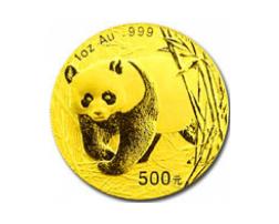 China Panda 1/10 Unze 2001 Goldpanda 50 Yuan in original Folie eingeschweißt