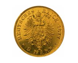 5 Mark Kaiserreich Hessen 1877 Ludwig Jaeger 218