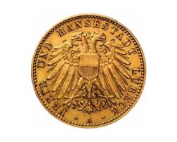 10 Mark Kaiserreich Lübeck 1905-1910 Stadtwappen Jaeger 228