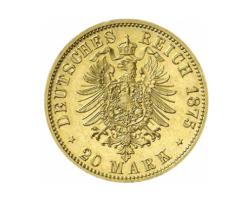 20 Mark Kaiserreich 1875 Reuss ältere Linie Heinrich XII Jaeger 254