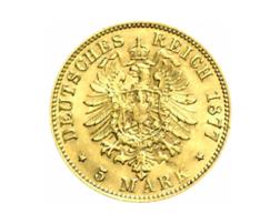 5 Mark Kaiserreich 1877 Sachsen Albert Jaeger 260