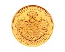 Schweden 20 Kronen Goldmünze Oskar II 1872-1907
